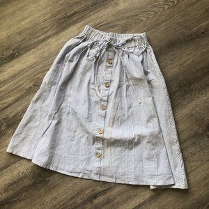 MAPLE FASHION Striped Fake Buttons A-line Skirt